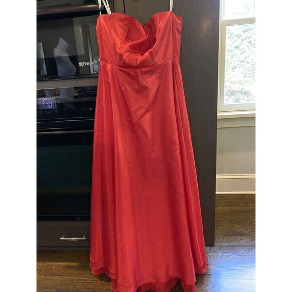 Sherri Hill Dress Size 10 Prom Pageant Gala Formal Gown Flowy Red Gold  # 1924 - Picture 12 of 16